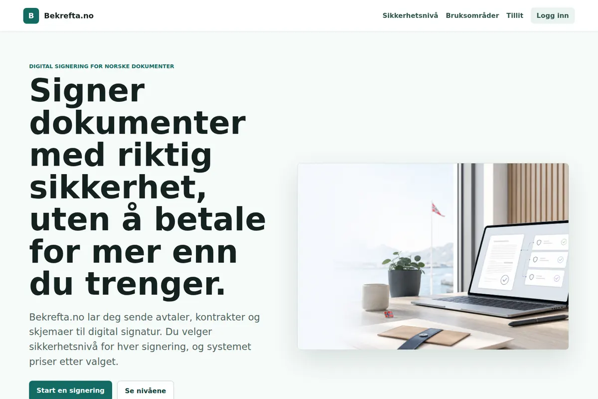 Skjermbilde av Bekrefta, en løsning for digital signering