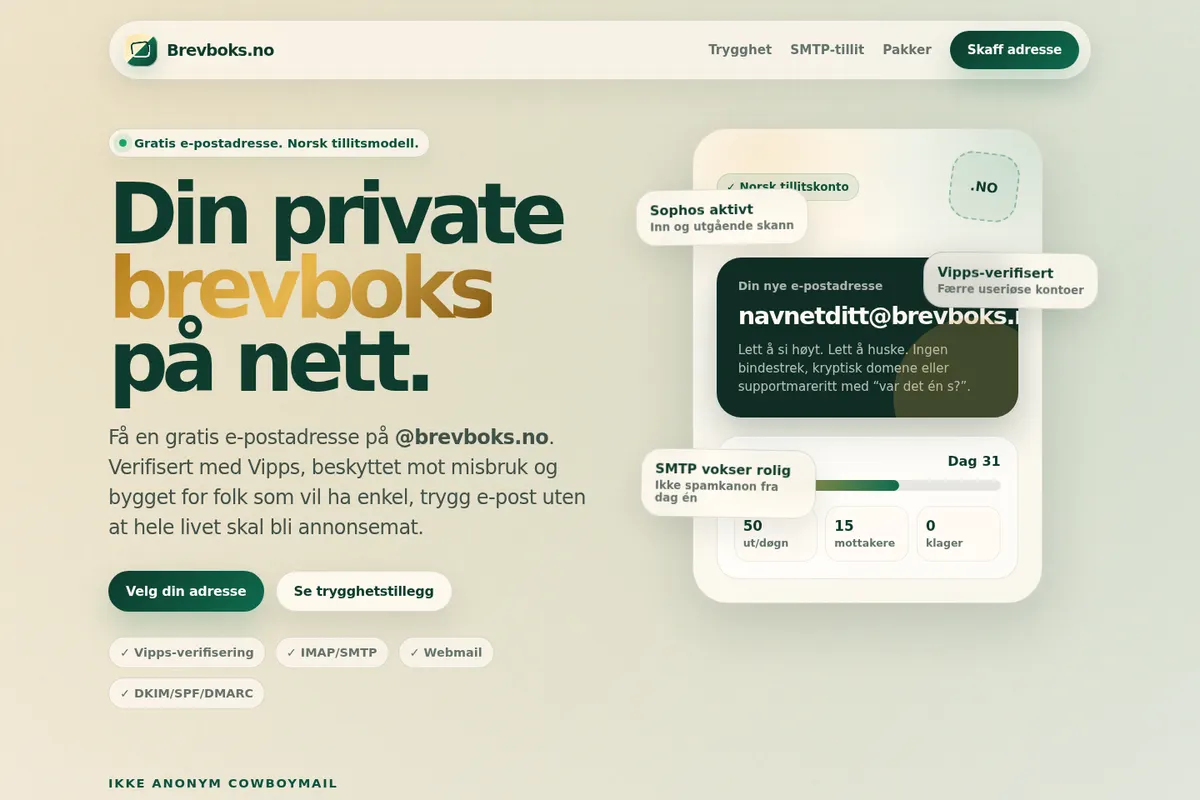 Forsiden til Brevboks.no