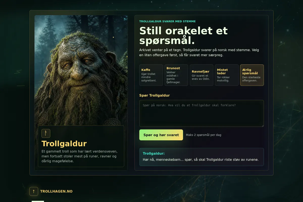 Forsiden til Trollgaldur på Trollhagen
