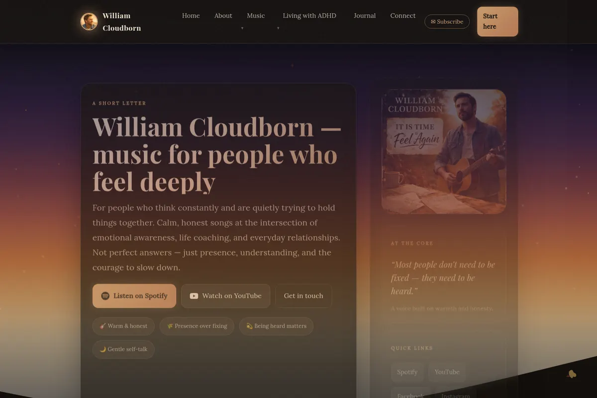 Forsiden til artisten William Cloudborn